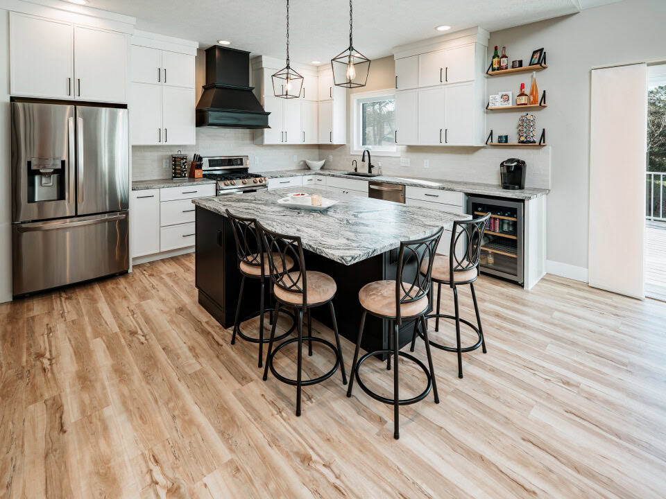 modern kitchen with granite countertop